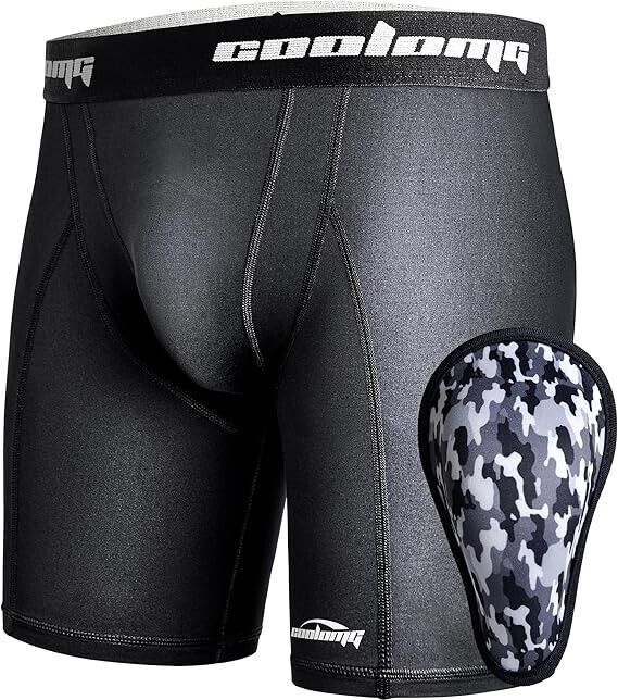 COOLOMG Boys Baseball Underwear with Soft Cup Youth Compression Sliding Shorts S
