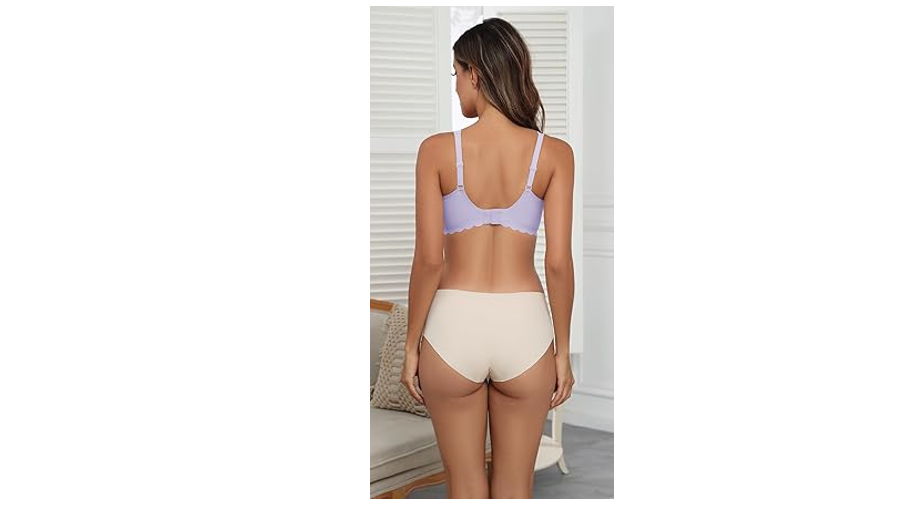 Xcutting Deep V Bras for Women No Underwire Scalloped Bras for Women, Small