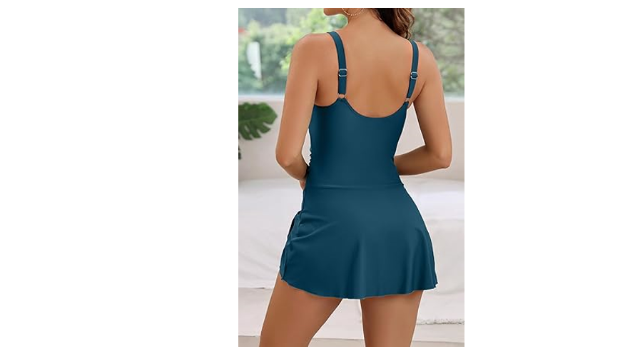 Aidonger One Piece Swim Dress Swimsuits for Women Tummy Control Swimdress, XL