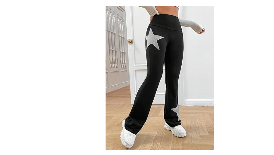 COZYEASE Women's Star Graphic Elastic Waist Flare Leg Sweatpants Geometric, S