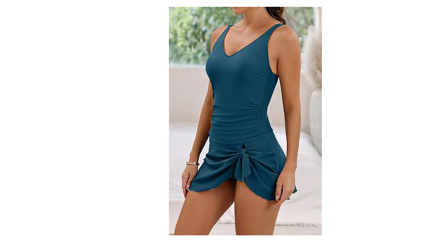 Aidonger One Piece Swim Dress Swimsuits for Women Tummy Control Swimdress, XL