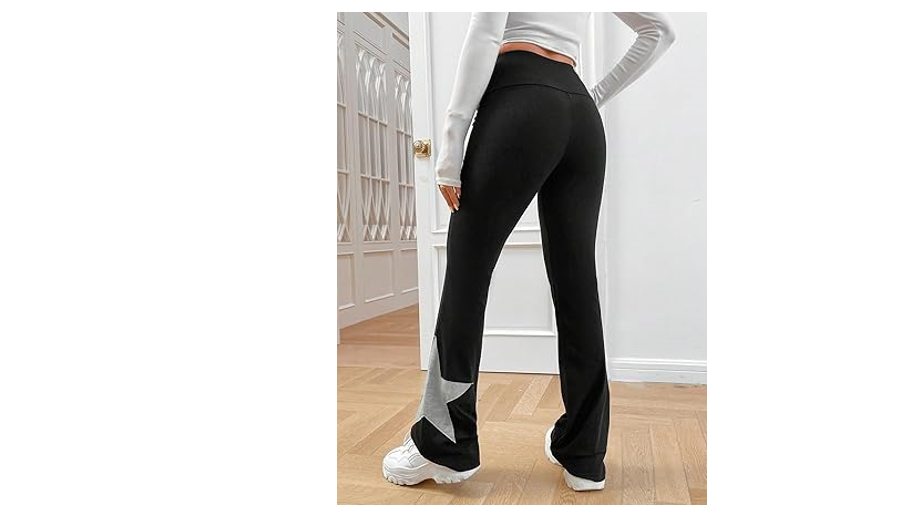 COZYEASE Women's Star Graphic Elastic Waist Flare Leg Sweatpants Geometric, S