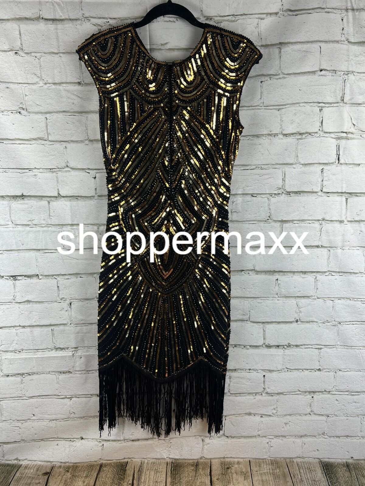 BABEYOND Women's Flapper Dresses 1920s Beaded Fringed Great Gatsby Dress BLACK S