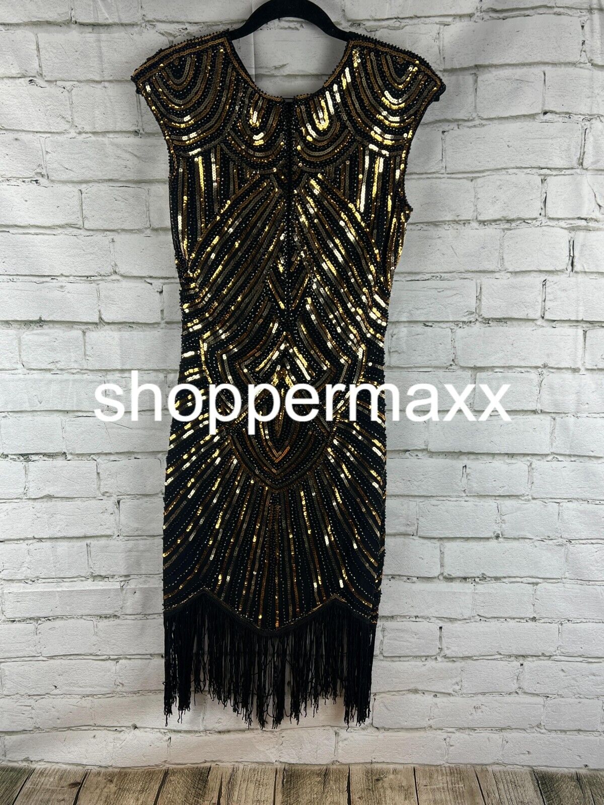 BABEYOND Women's Flapper Dresses 1920s Beaded Fringed Great Gatsby Dress BLACK S