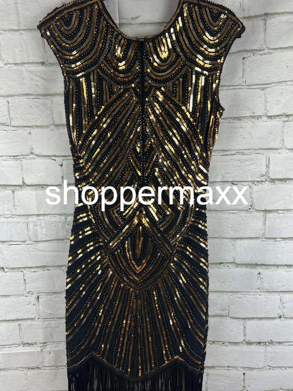BABEYOND Women's Flapper Dresses 1920s Beaded Fringed Great Gatsby Dress BLACK S