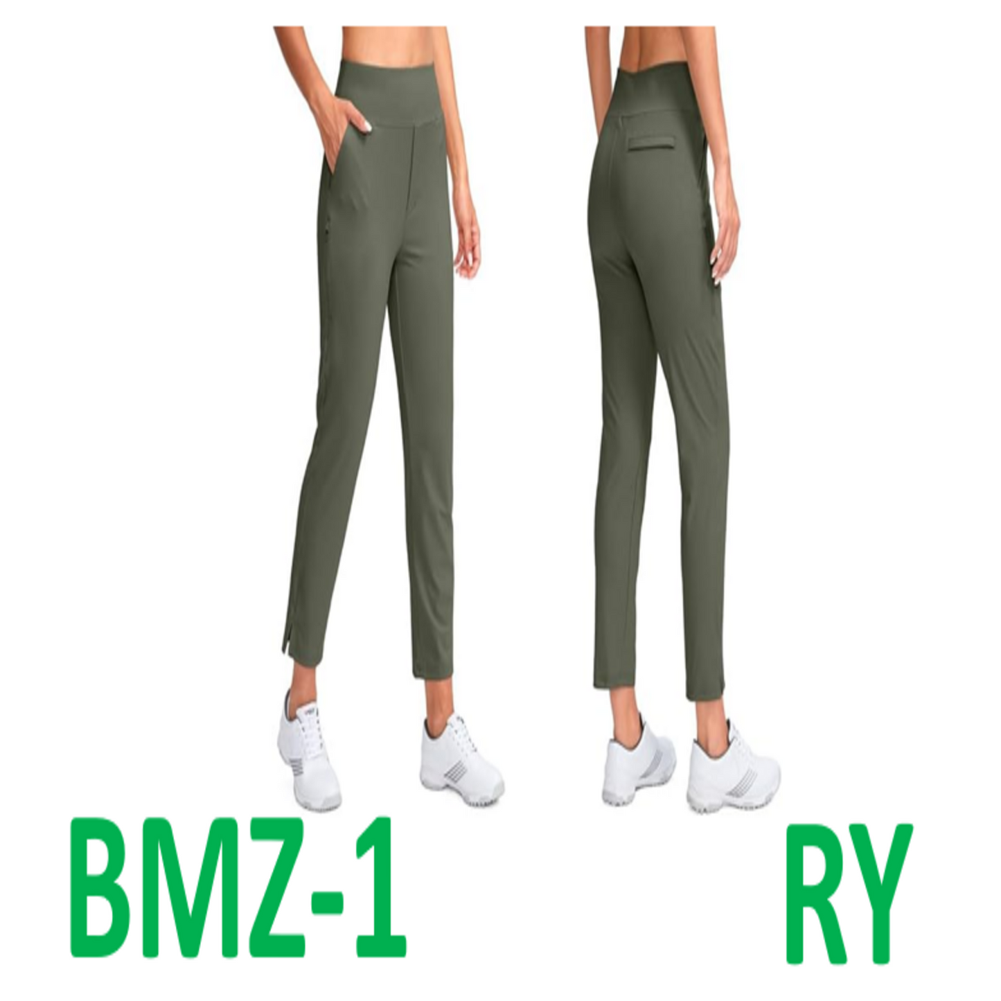 YYV Women's Golf Pants Stretch Ankle Pants High Waist Dress Pants, Gray sage, L