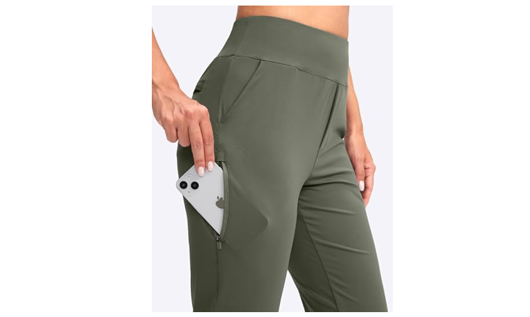 YYV Women's Golf Pants Stretch Ankle Pants High Waist Dress Pants, Gray sage, L