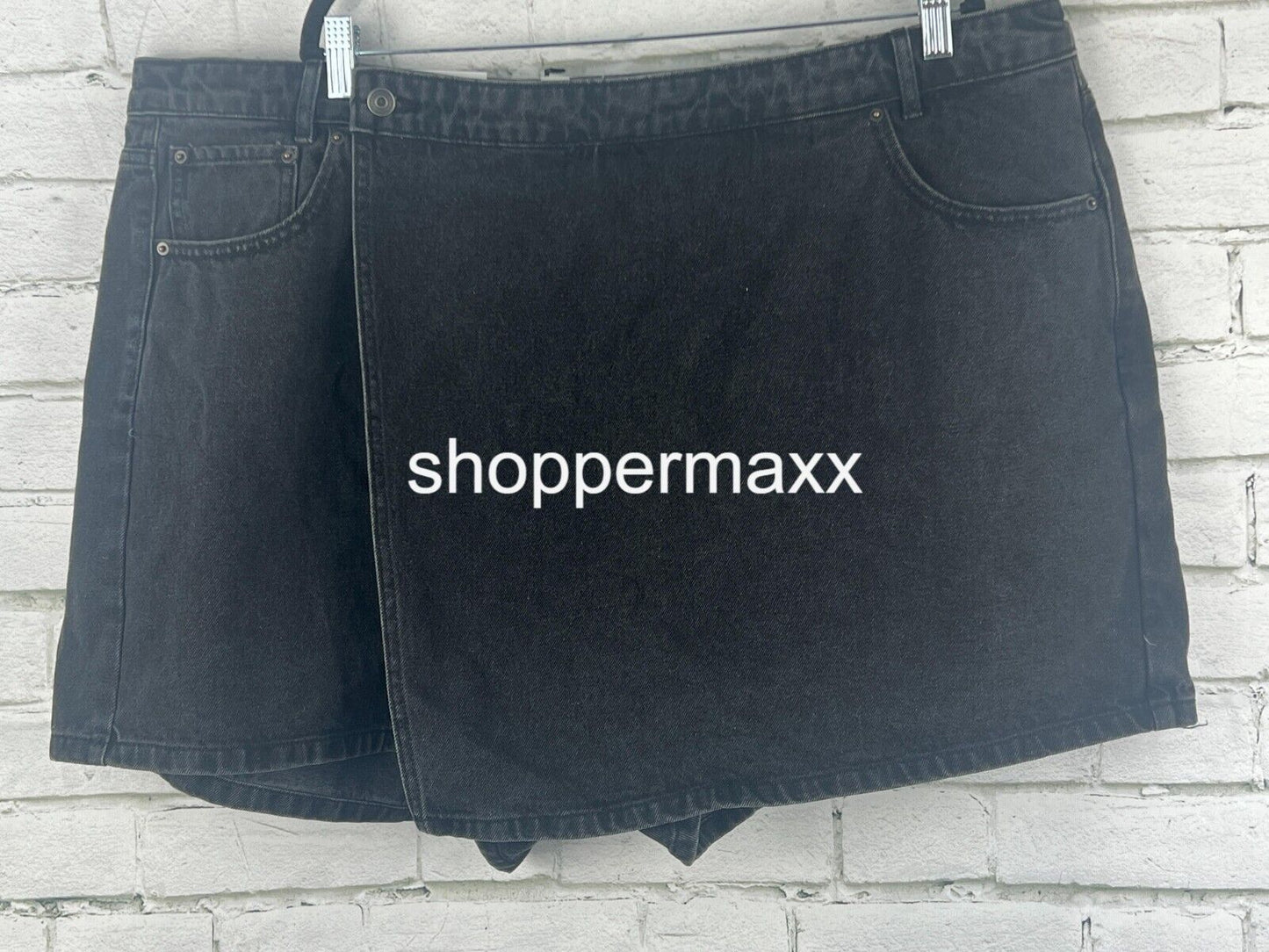 Women's Asymmetrical Denim Mini Skort - Future Collective, Dark Wash, 22