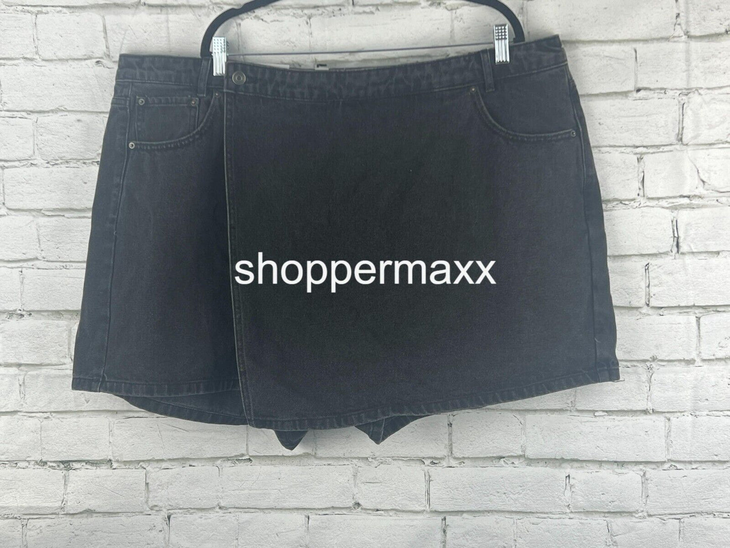 Women's Asymmetrical Denim Mini Skort - Future Collective, Dark Wash, 22