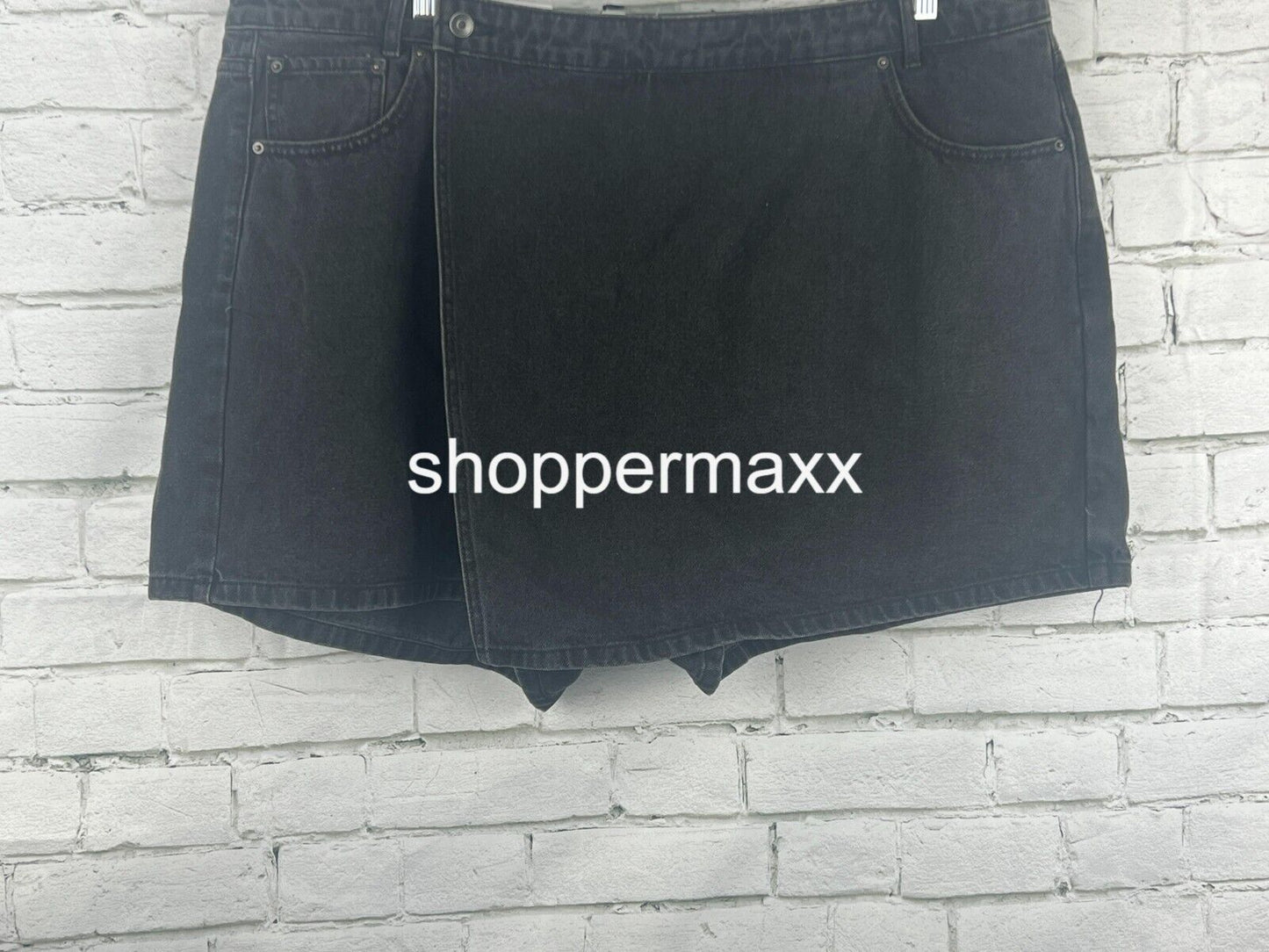 Women's Asymmetrical Denim Mini Skort - Future Collective, Dark Wash, 22
