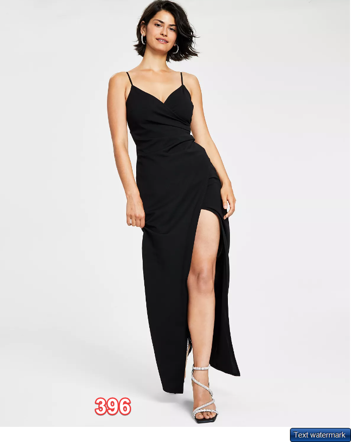 Emerald Sundae Juniors High-Slit Gown Black XS