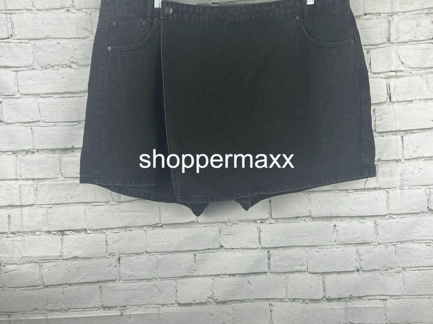 Women's Asymmetrical Denim Mini Skort - Future Collective, Dark Wash, 22