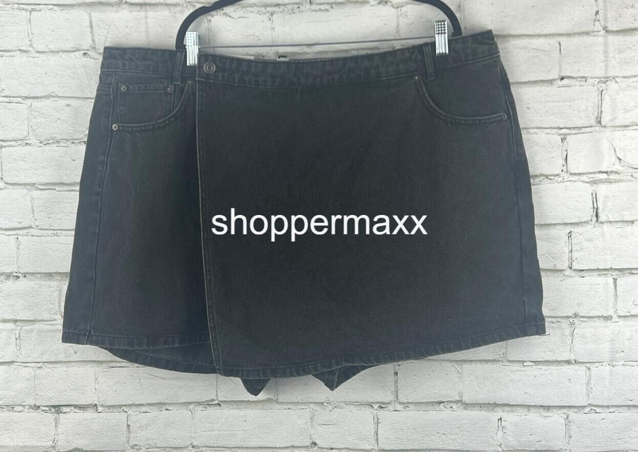 Women's Asymmetrical Denim Mini Skort - Future Collective, Dark Wash, 22