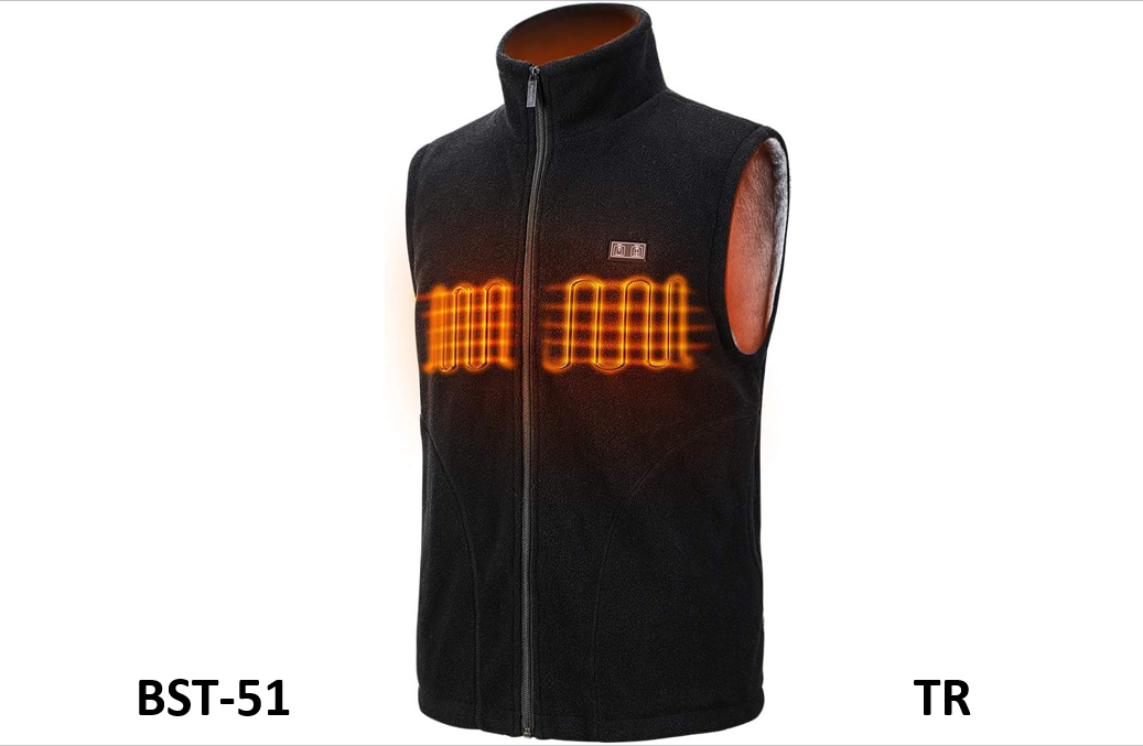 Eskreka Men's Heated Vest Polar Fleece Lightweight Heated Waistcoat Black XXL