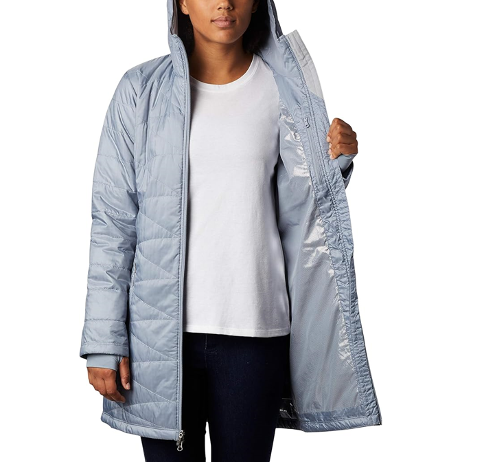 Columbia Women's Mighty Lite Hooded Jacket, Winter Jacket, Tradewinds Grey Small