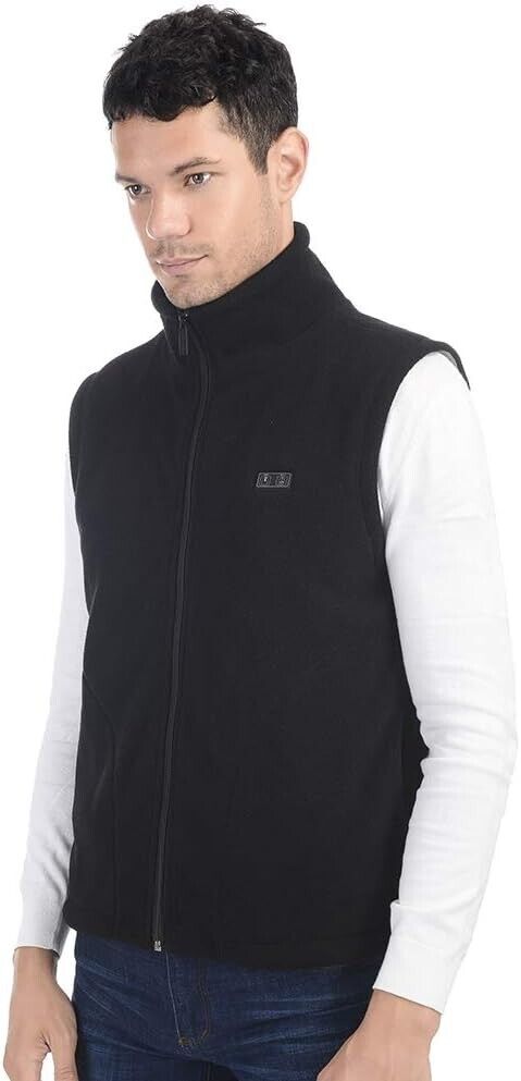 Eskreka Men's Heated Vest Polar Fleece Lightweight Heated Waistcoat Black XXL