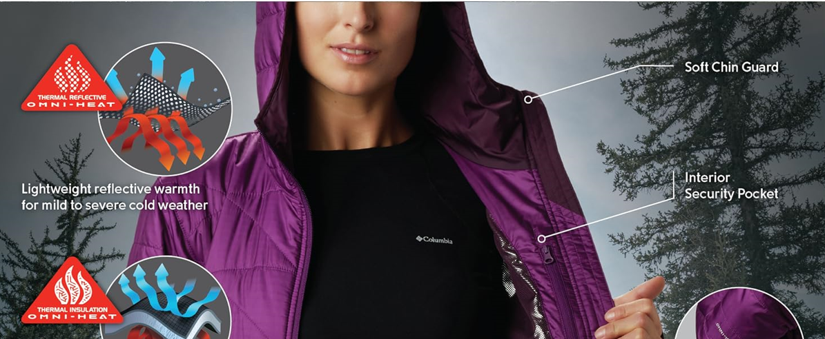 Columbia Women's Mighty Lite Hooded Jacket, Winter Jacket, Tradewinds Grey Small