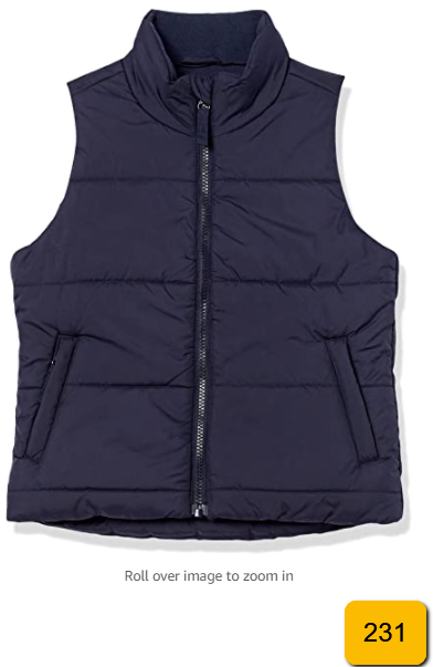 Essentials Girls' Heavy-Weight Puffer Vests, Navy Blue, Small