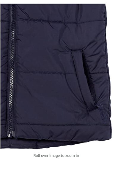 Essentials Girls' Heavy-Weight Puffer Vests, Navy Blue, Small
