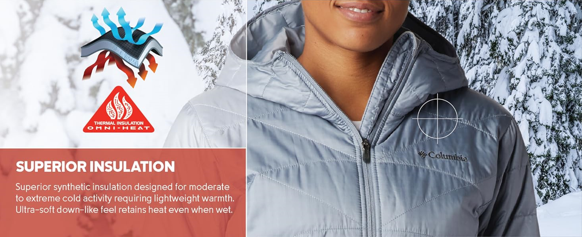 Columbia Women's Mighty Lite Hooded Jacket, Winter Jacket, Tradewinds Grey Small