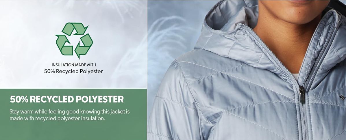 Columbia Women's Mighty Lite Hooded Jacket, Winter Jacket, Tradewinds Grey Small