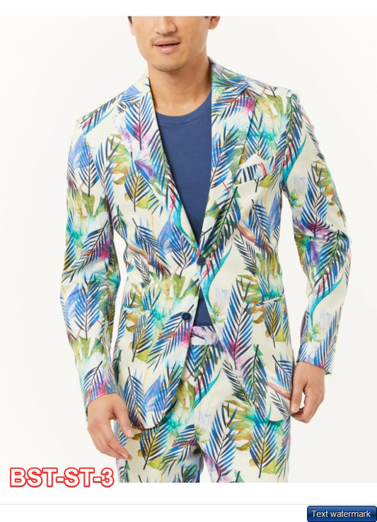 TALLIA Mens Ivory Single Breasted, Blazer Jacket M/L