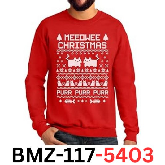Tstars Meeowee Ugly Christmas Sweatshirt for Men Tacky Style Cat Sweater, XXL