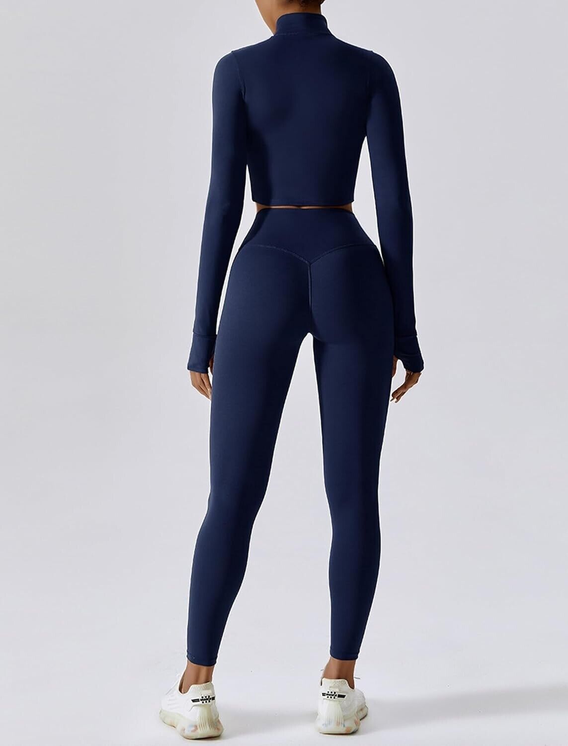 AGYMNX Workout Sets Womens 3 Piece High Waisted Seamless Leggings Crop Jacket, M
