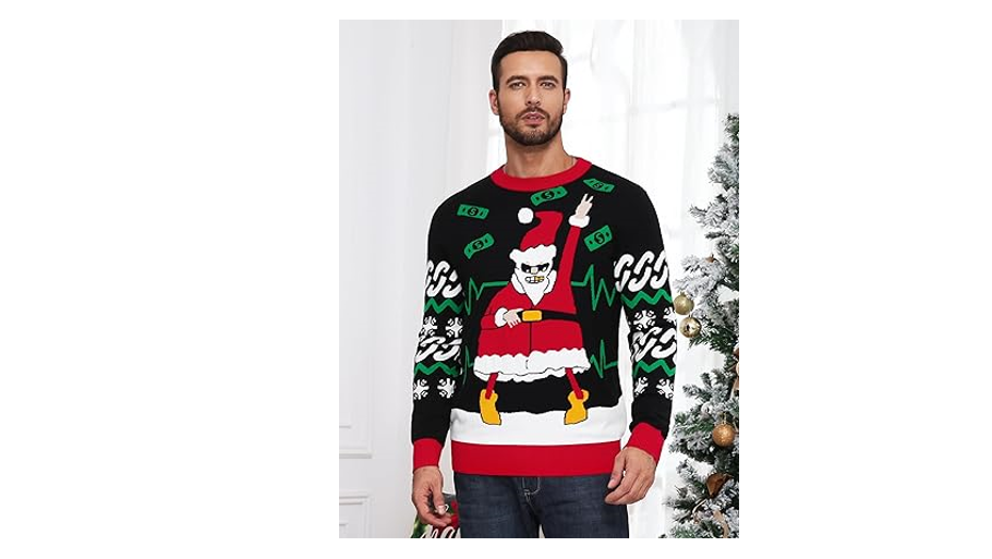 AGAPENG Ugly Christmas Sweater for Men Funny Christmas Sweaters Xmas Holiday, S