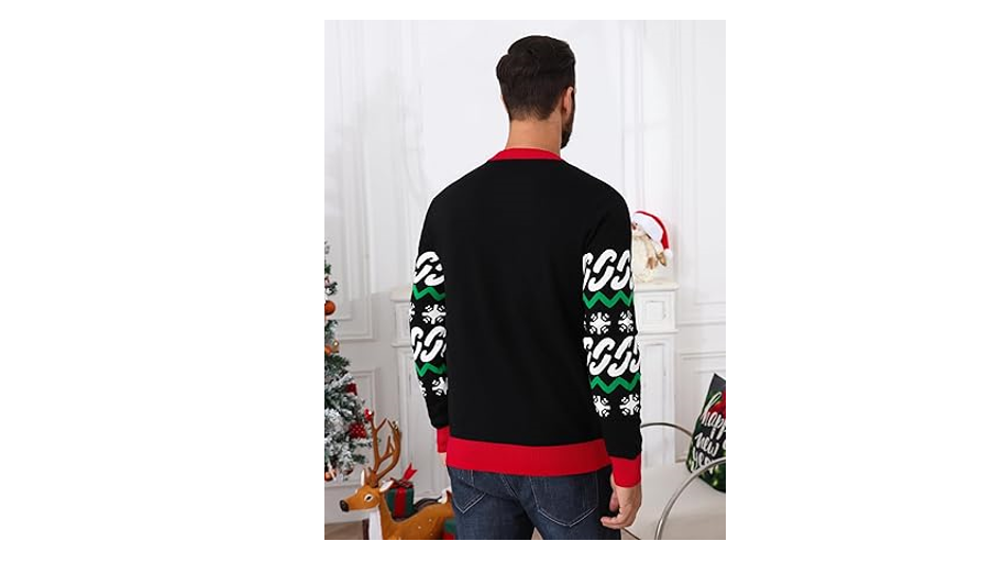 AGAPENG Ugly Christmas Sweater for Men Funny Christmas Sweaters Xmas Holiday, S