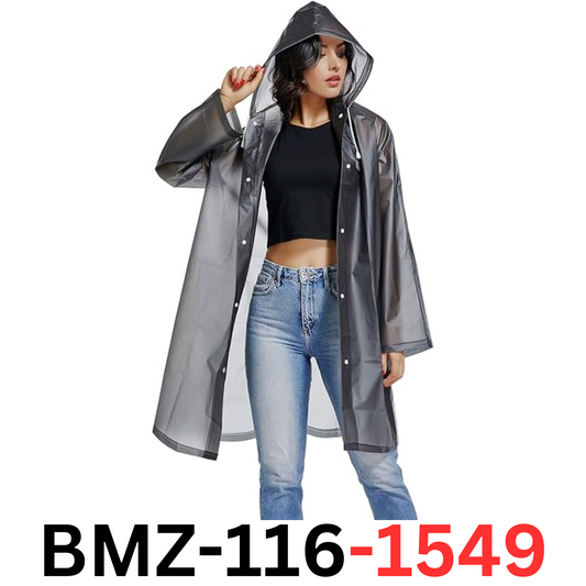 UNIQUEBELLA EVA Raincoat Waterproof Rain Poncho Reusable Unisex Long Cape Blk XL