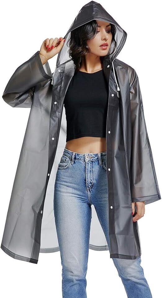UNIQUEBELLA EVA Raincoat Waterproof Rain Poncho Reusable Unisex Long Cape Blk XL