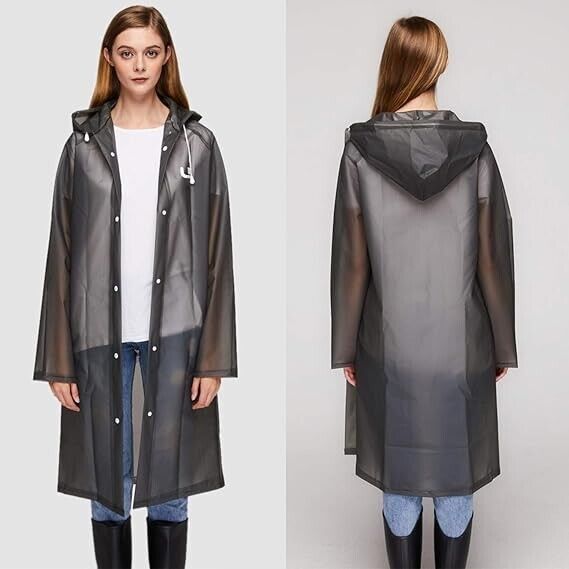 UNIQUEBELLA EVA Raincoat Waterproof Rain Poncho Reusable Unisex Long Cape Blk XL