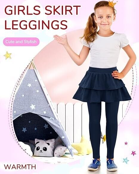 Taiyin 5 Pack Girls Skirt Cotton Ruffle Tutu Pant Footless Warm Legging 9-10 Yrs