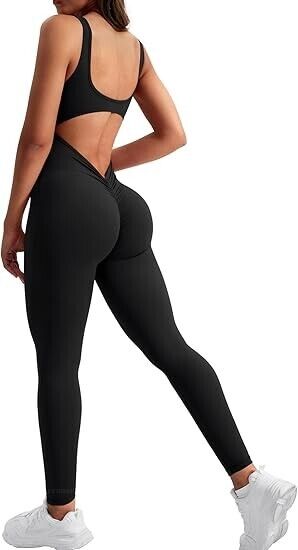YEOREO Sleeveless Jumpsuits Women Sexy Backless Gym Bodycon Lizvette Rompers, XS