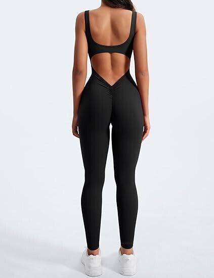 YEOREO Sleeveless Jumpsuits Women Sexy Backless Gym Bodycon Lizvette Rompers, XS