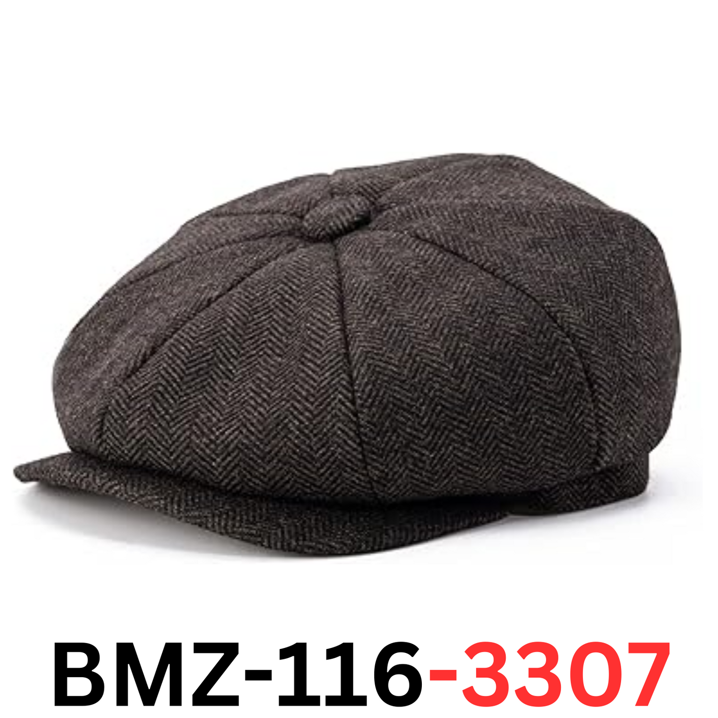 BOTVELA Men's 8 Panel Wool Blend Newsboy Flat Cap Herringbone Tweed Hat - 7 1/8