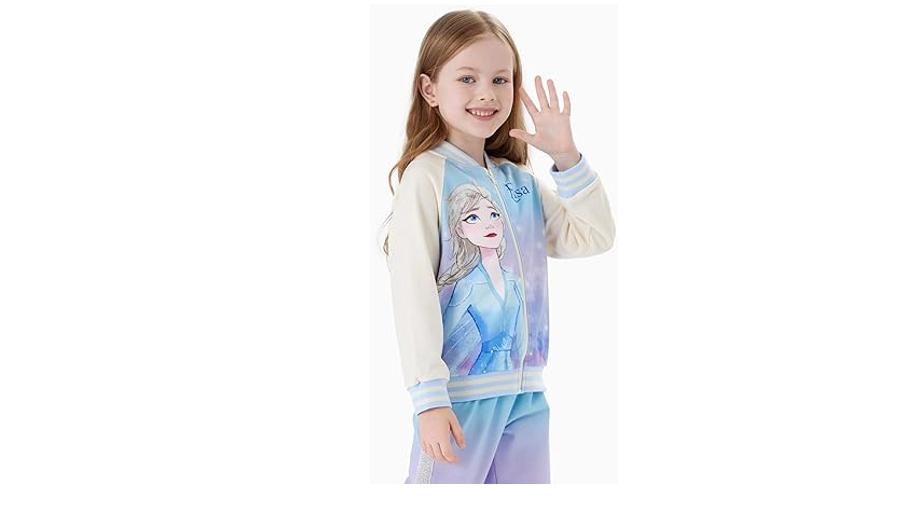 Disney Frozen Elsa Toddler Girls Varsity Bomber Letterman Baseball School, 4-5T