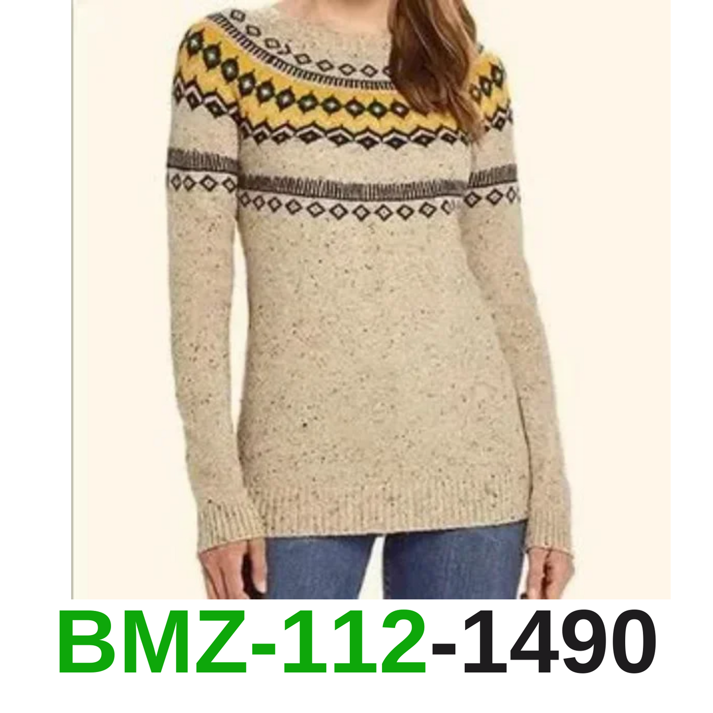 Weatherproof Vintage Ladies' Fairisle Sweater, Oatmeal, Small