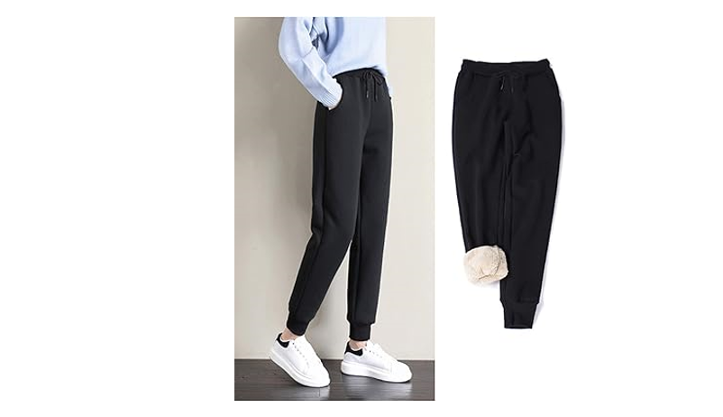 Yeokou Women's Warm Sherpa Lined Athletic Sweatpants Jogger Fleece Pants, Small