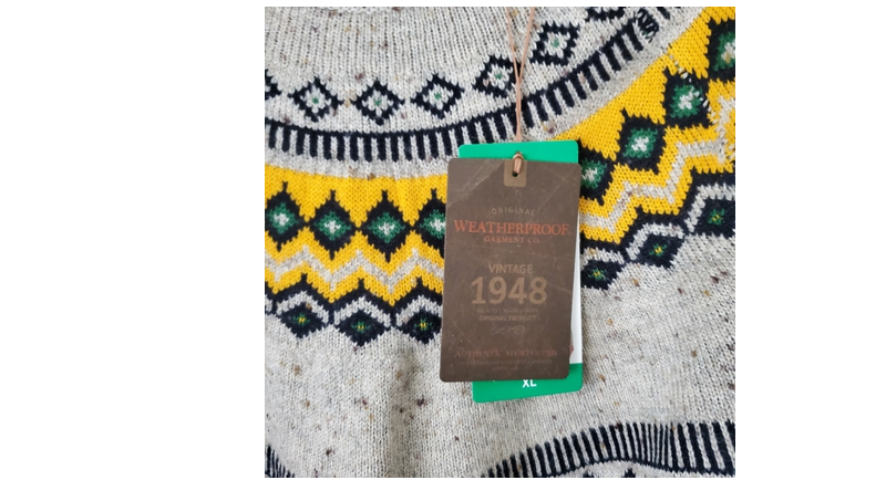 Weatherproof Vintage Ladies' Fairisle Sweater, Oatmeal, Small
