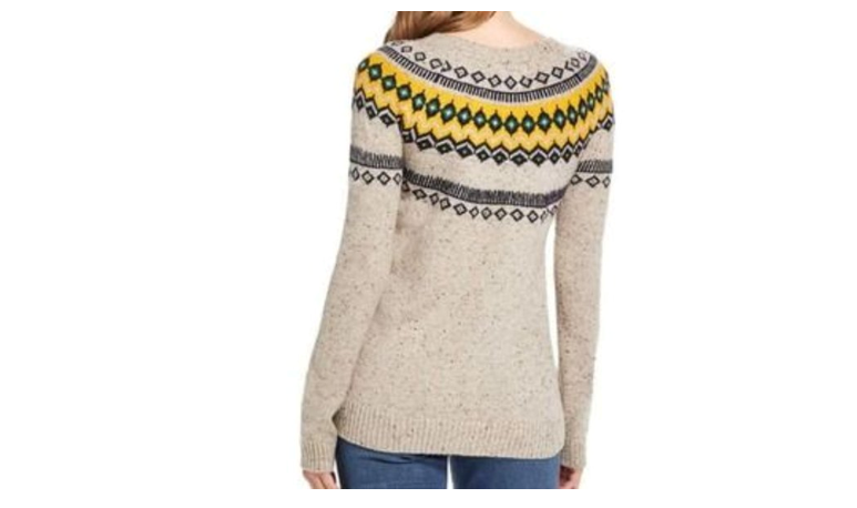 Weatherproof Vintage Ladies' Fairisle Sweater, Oatmeal, Small