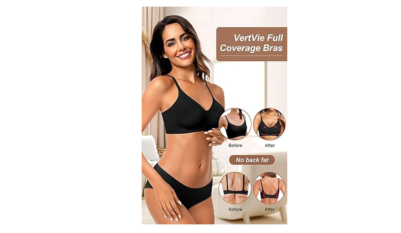 Vertvie Womens Seamless Bra No Underwire Comfort Push Up Bras Buttery Soft, XL