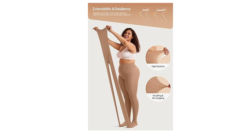 Vertvie Plus Size Fleece Lined Tights for Women Thermal Pantyhose Winter, XL-XXL