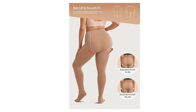 Vertvie Plus Size Fleece Lined Tights for Women Thermal Pantyhose Winter, XL-XXL