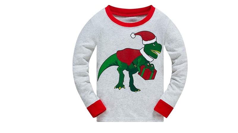 Boys Christmas Pajamas for Toddler Clothes Set Dinosaur Sleepwear Long Sleeve,7T