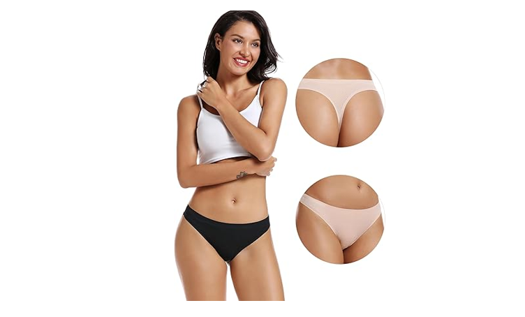 voenxe Seamless Women Underwear Thongs,No Show Ladies Thong,Invisible No Line, L