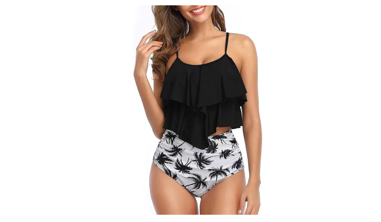 Adisputent Tankini Swimsuits for Women Flounce Bikini Top Tummy Control, XXL