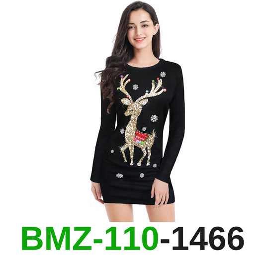 v28 Varied Ugly Christmas Sweater for Women Funny Reindeer Knit Sweaters Dress,S