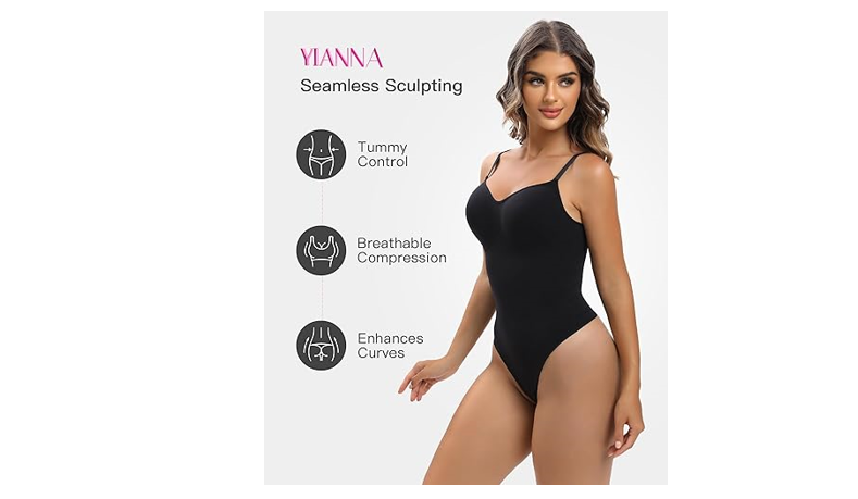 YIANNA Women Shapewear Tummy Control Bodysuit Seamless Sculpting, XXS/XS